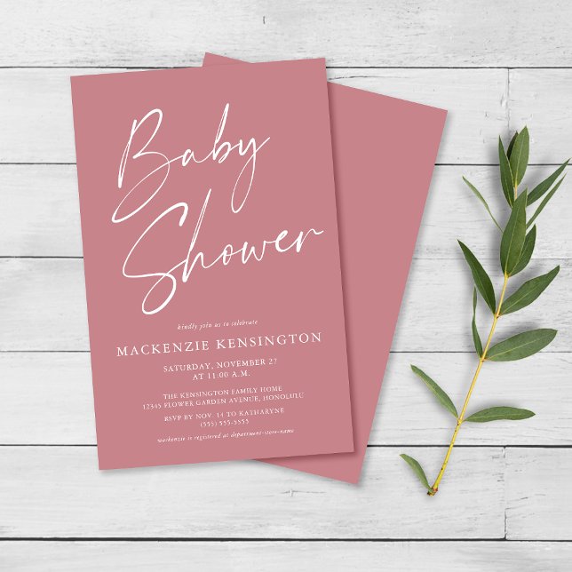 Budget Dusty Rose Simple Script Baby Shower FLYER (Creator Uploaded)