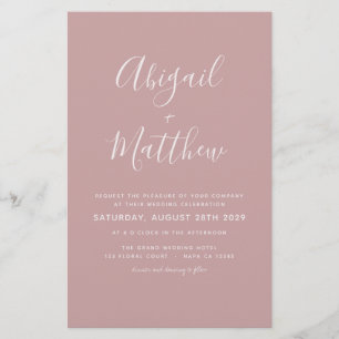 Budget Dusty Rose Simple Wedding Invitation Flyer