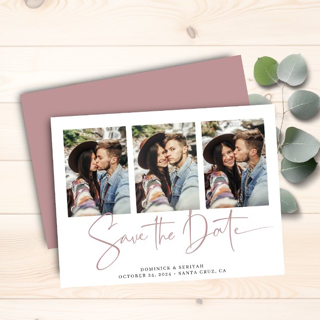 Budget Dusty Rose Typography Wedding Save the Date (Budget Dusty Rose Typography Wedding Save the Date Card)