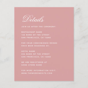 Budget Dusty Rose Wedding Details Simple Pink Card