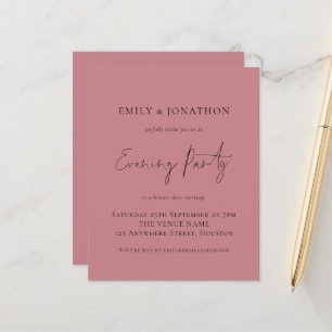 Budget Dusty Rose Wedding Evening Party Invite