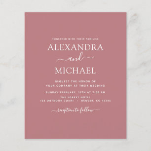 Budget Dusty Rose Wedding Modern Invitation Flyer