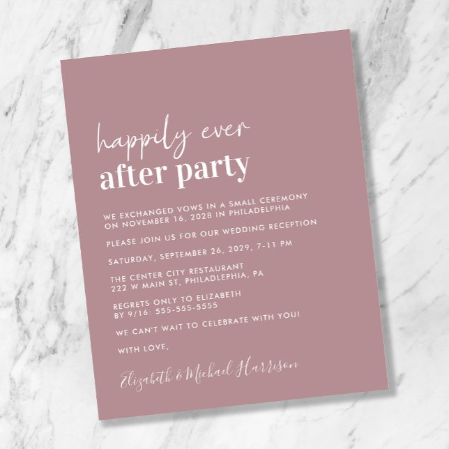 Budget Dusty Rose Wedding Reception Invitation (Creator Uploaded)