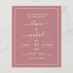 Budget Dusty Rose Wedding with Photo Invitation Fl Flyer
