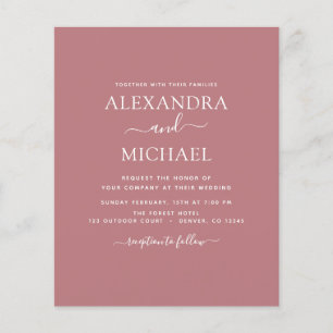 Budget Dusty Rose Wedding with Photo Invitation Flyer