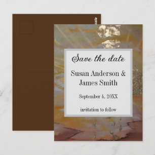 Budget earth colours Abstract golden save the date Postcard