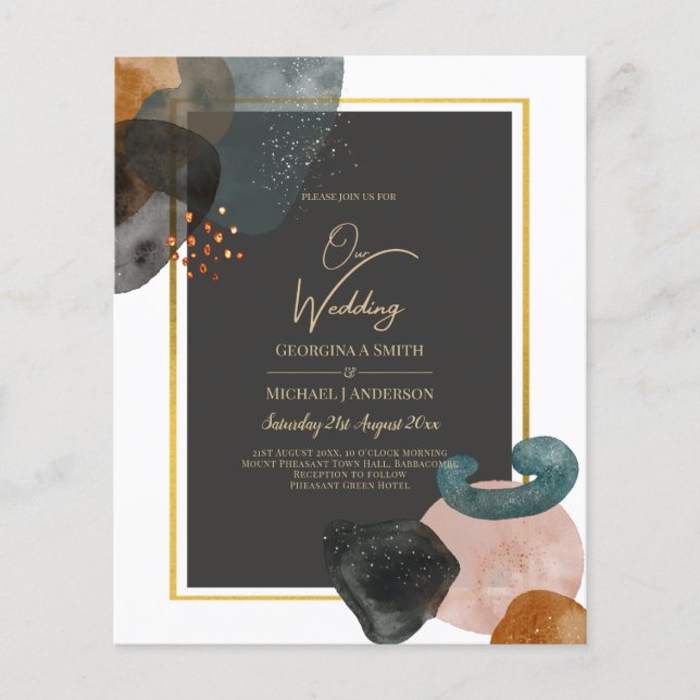BUDGET Earth Tones Abstract Wedding  Flyer (Front)