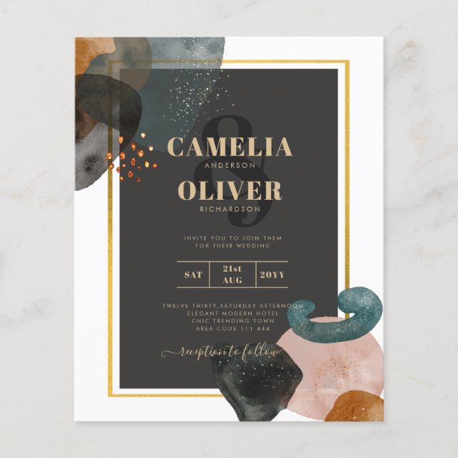 BUDGET Earth Tones Abstract Wedding  Flyer (Front)