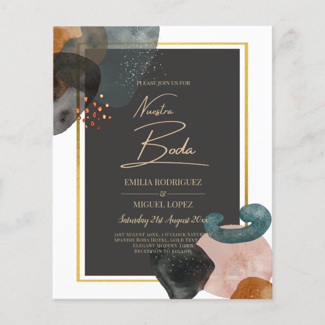 BUDGET Earth Tones Abstract Wedding  Flyer (Front)