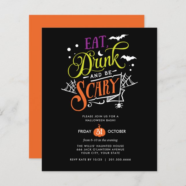 BUDGET Eat Drink and be Scary Halloween Bash Party (Front/Back)