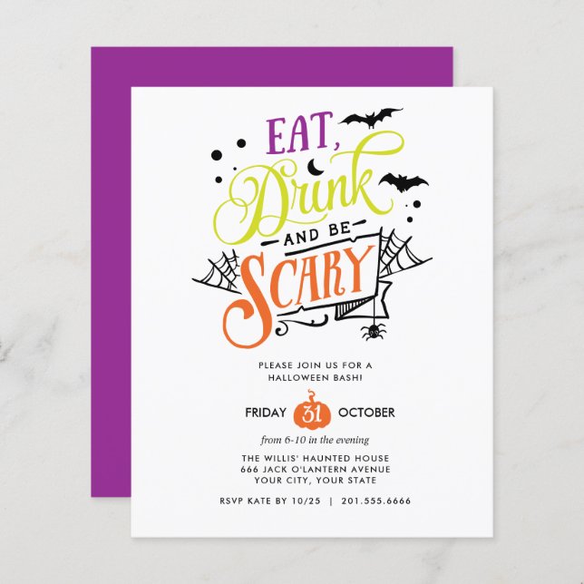 BUDGET Eat Drink and be Scary Halloween Bash Party (Front/Back)