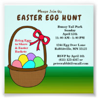 Budget Eggs in a Basket Easter Egg Hunt Invitation