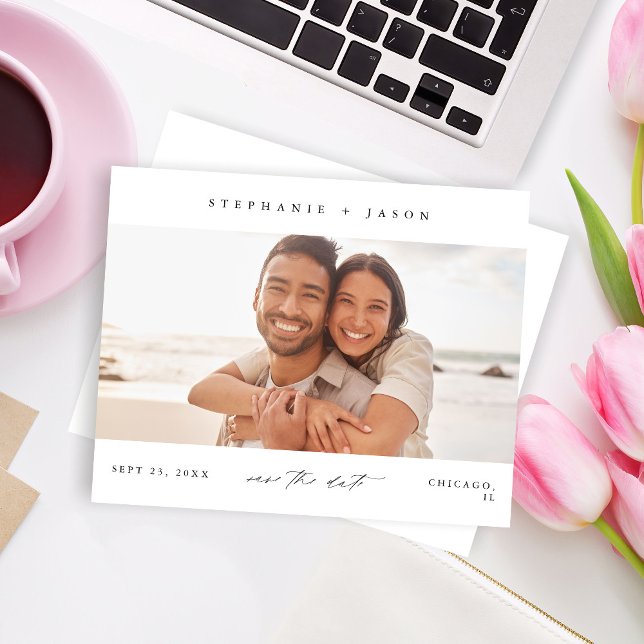 Budget Elegan Panoramic Photo Modern Save the Date (Creator Uploaded)