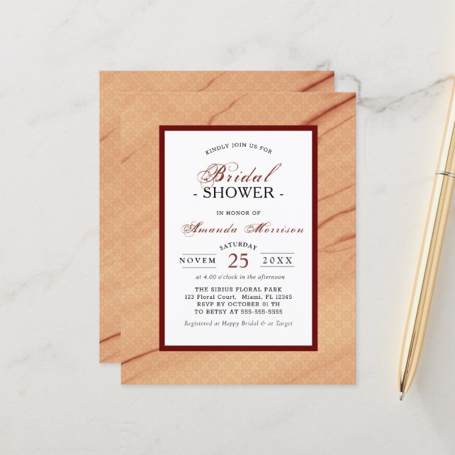 Budget Elegance Modern Burgundy Silk Bridal Shower (Front/Back In Situ)