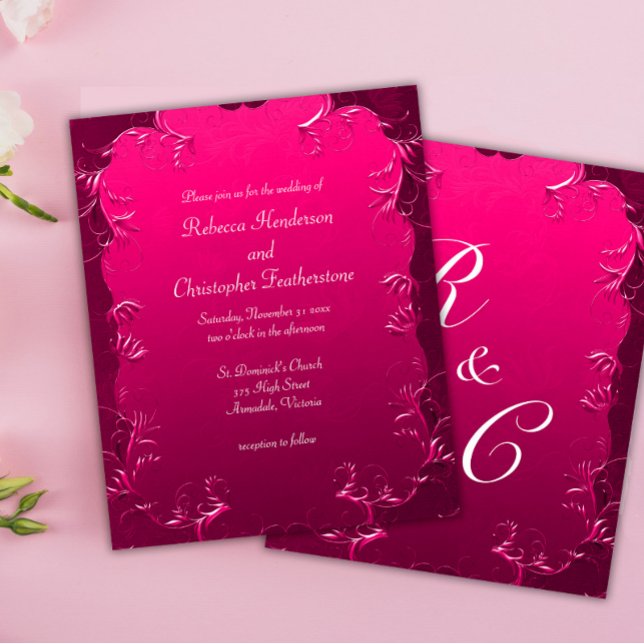 Budget Elegance: Pink Classic Wedding Invitation   Flyer (Creator Uploaded)