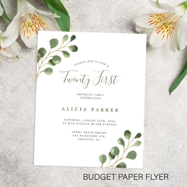 Budget elegant 21 years birthday party invitation flyer (Creator Uploaded)