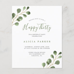 Budget elegant 30 years birthday party invitation flyer
