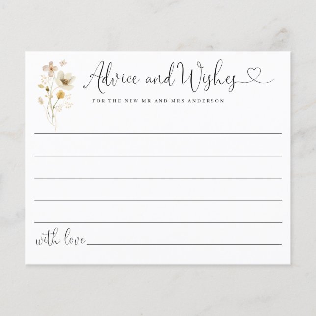 Budget Elegant Advice Wishes Wildflowers Floral (Front)