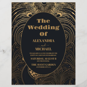 Budget Elegant Art Deco Peacocks Wedding Flyer