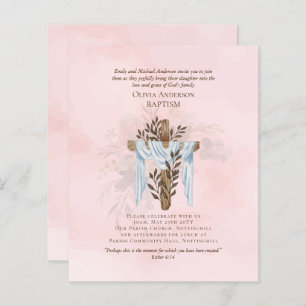 BUDGET Elegant BAPTISM Invite Blush Pink