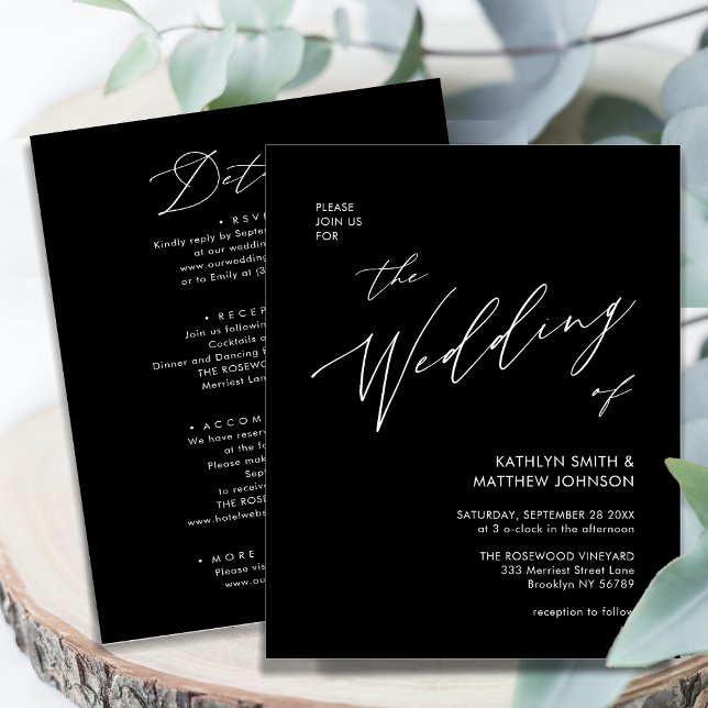 Budget Elegant Black Modern All In One Wedding  Flyer (Creator Uploaded)
