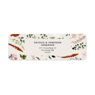 Budget elegant black terracotta floral wedding return address label