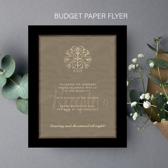 Budget elegant black wedding reception invitation flyer (Creator Uploaded)