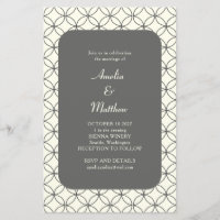 Budget Elegant Black White Line Wedding Invite