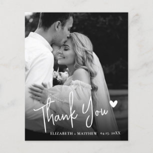 Budget Elegant Black White Photo Wedding Thank You