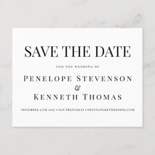 Budget Elegant Black White Save The Date Postcard