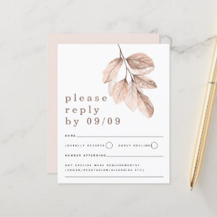 Budget Elegant Blush Leaves Wedding RSVP