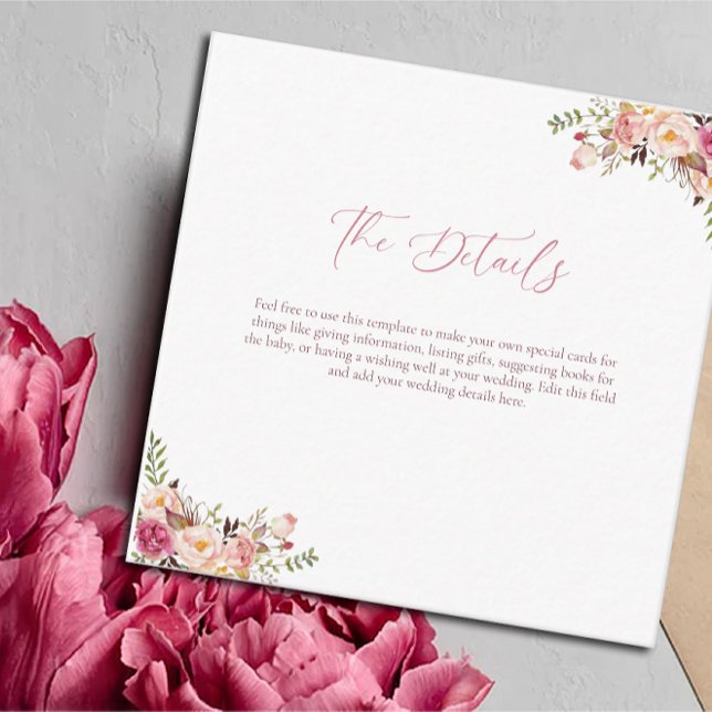 Budget Elegant Blush Pink Floral Wedding Enclosure Card (Creator Uploaded)