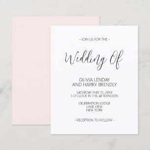 Budget Elegant Blush Pink White Wedding Invitation