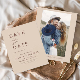 Budget Elegant Boho Save the Date Photo Minimalist