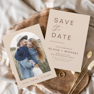 Budget Elegant Boho Save the Date Photo Minimalist Flyer