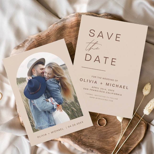 Budget Elegant Boho Save the Date Photo Minimalist Flyer (Creator Uploaded)