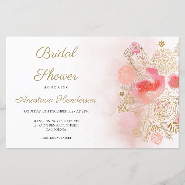 Budget Elegant Bridal Shower invitation. (Front)