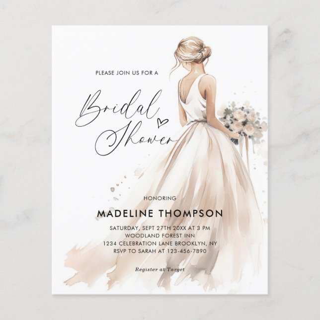 BUDGET Elegant Bride Wedding Gown Bridal Shower (Front)