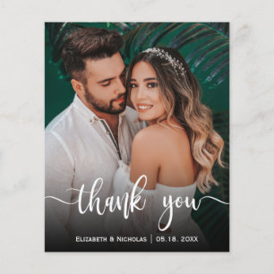 Budget Elegant Calligraphy Photo Wedding Thank You