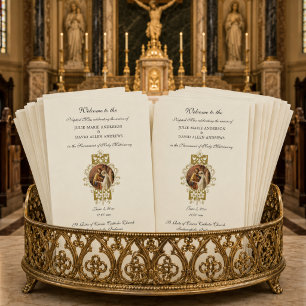 Budget Elegant Catholic Wedding Program Stationery