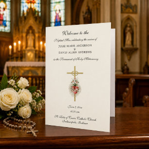Budget Elegant Catholic Wedding Program Stationery