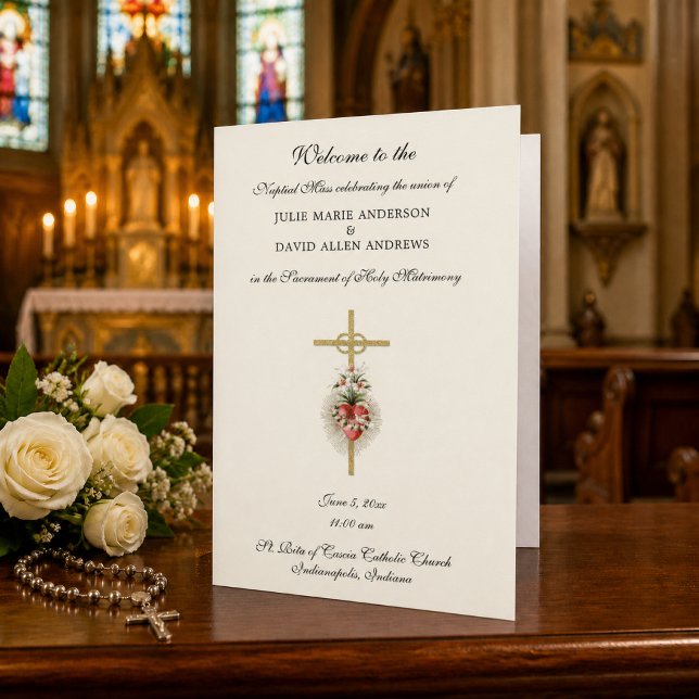 Budget Elegant Catholic Wedding Program Stationery (Creator Uploaded)