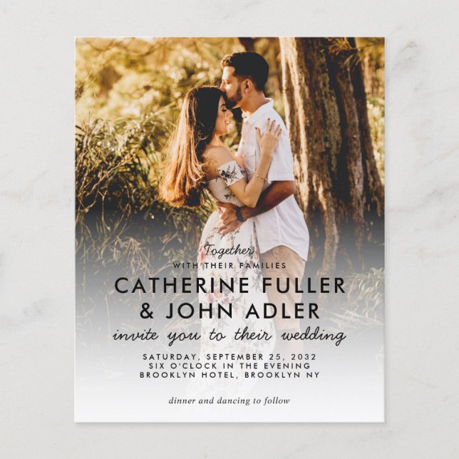 Budget Elegant Chic 2 Photo Wedding Invitation (Front)