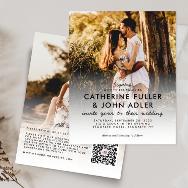 Budget Elegant Chic 2 Photo Wedding Invitation (Creator Uploaded)