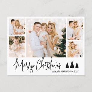 Budget Elegant Collage 5 Photo Christmas Postcard
