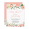 Budget Elegant Coral Floral Baby Shower Invitation