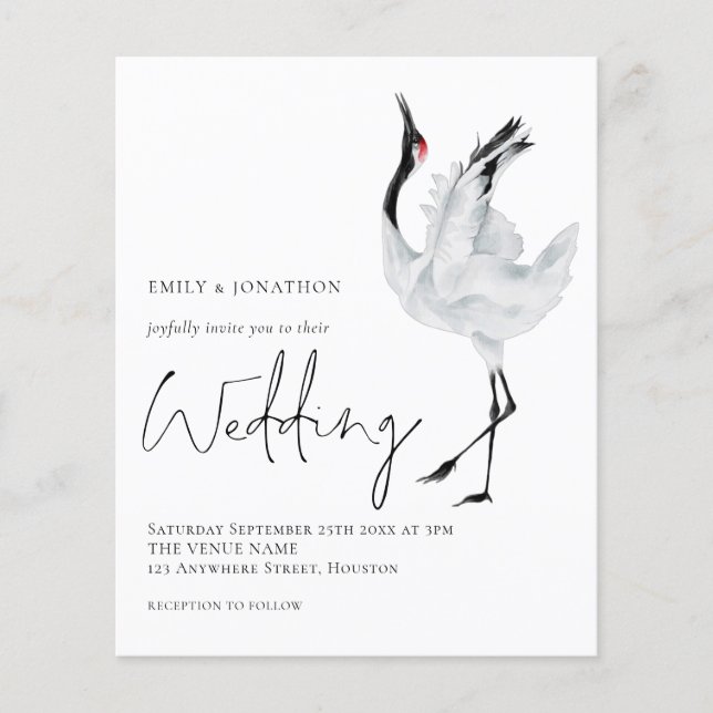 Budget Elegant Crane Wedding Invitation (Front)