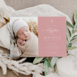 Budget Elegant Cross Calligraphy Photo Baptism Invitation<br><div class="desc">Budget Elegant Cross Calligraphy Photo Baptism Invitation features a delicate modern cross,  paired with modern type and beautiful calligraphy script.</div>