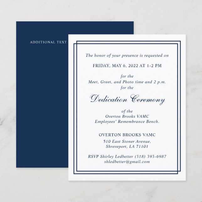 BUDGET Elegant Double Border Monogram Navy Custom (Front/Back)