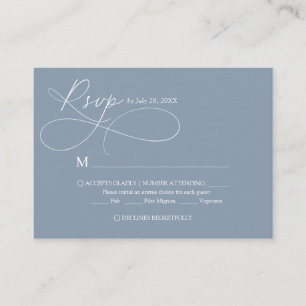 BUDGET Elegant Dusty Blue Calligraphy Wedding Rsvp Enclosure Card